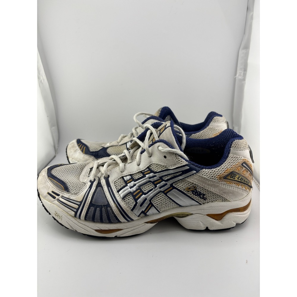 Asics Gel-Kayano TN500 Mens Size 9 White Navy Gold Running Shoes Sneakers